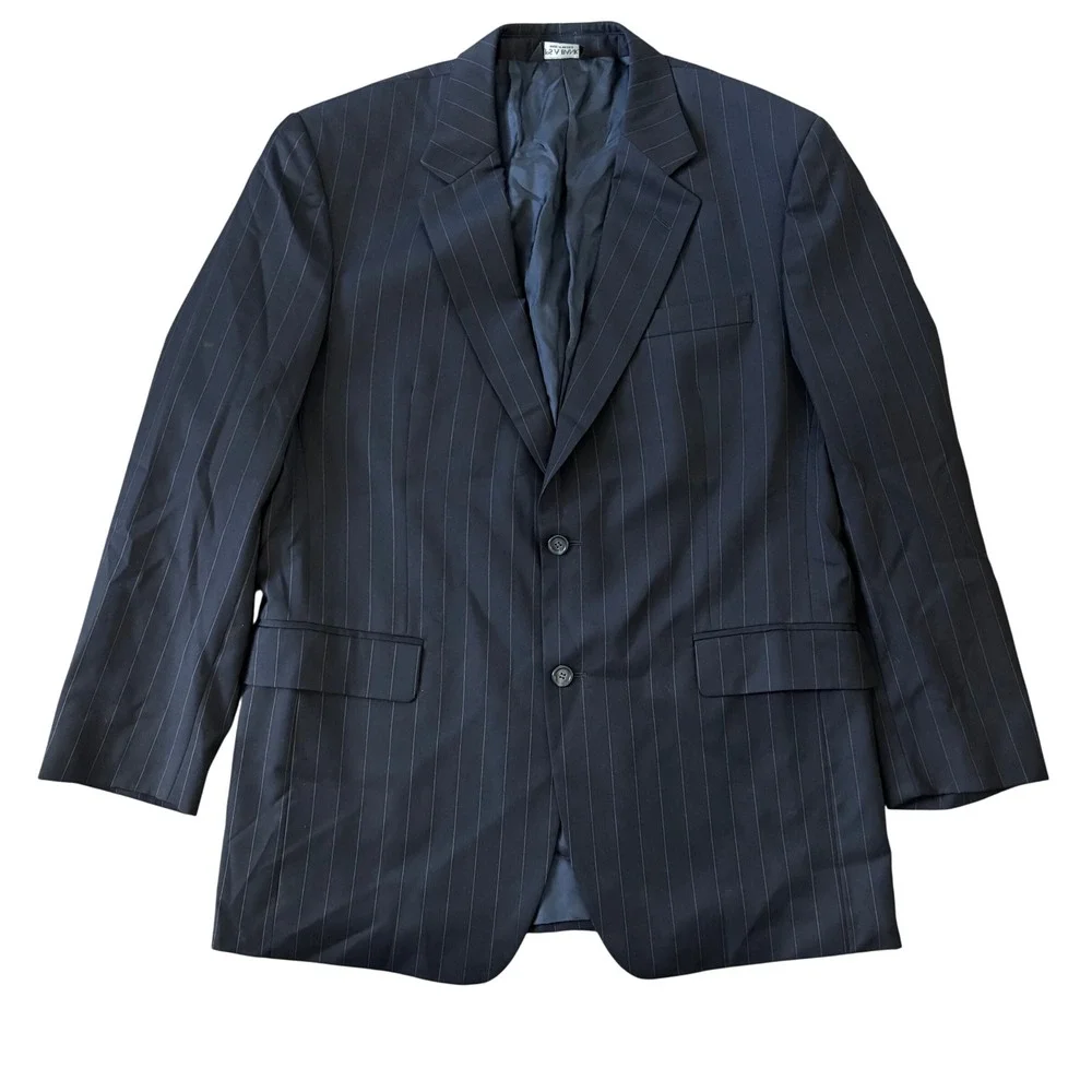 Jos A Bank Signature Collection 100% Wool Pinstripe Sport Coat Sz 44‎ Black